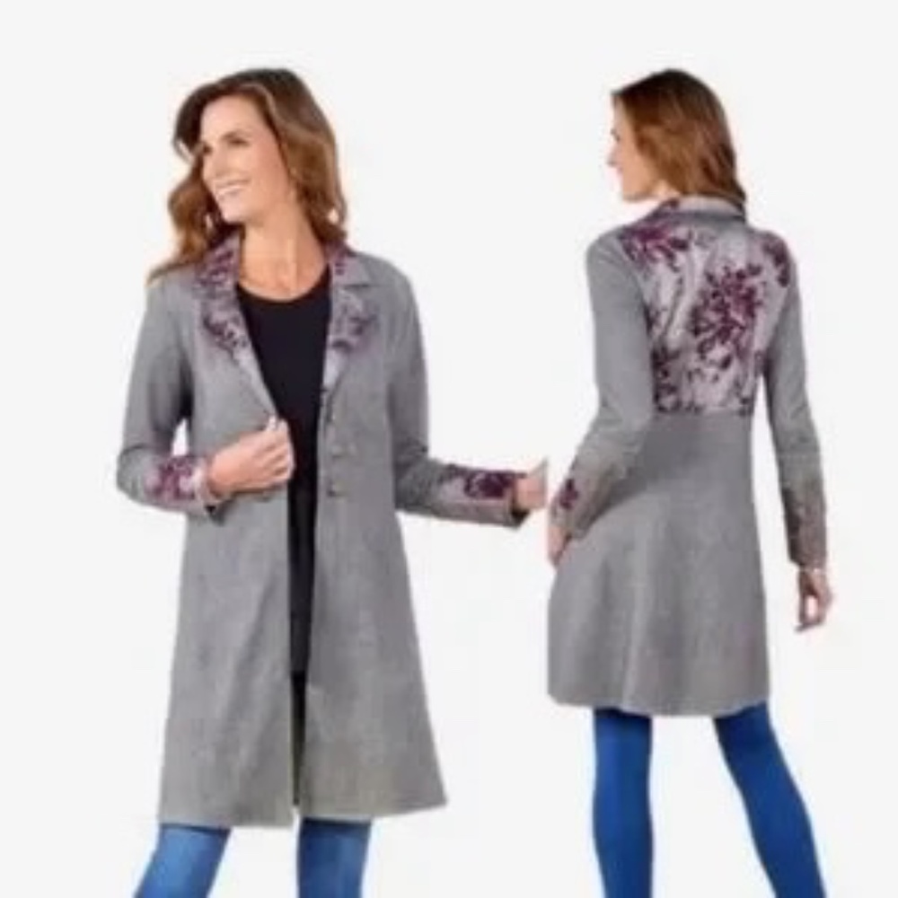Soft Surroundings, Grandeur Gray Long Jacket ....
